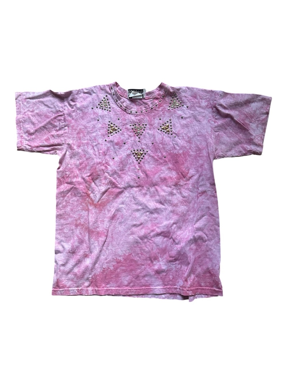 VTG WESTERN CONNECTION Pink Tie-Dye Studded Crewneck Tee